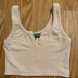 Signature Off-White Ribbed Crop Top